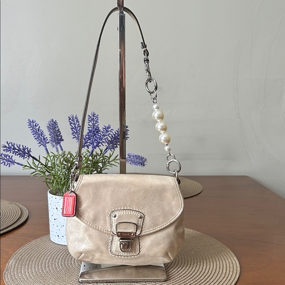 Coach Vintage Shimmery Metallic Mini Bag with Pearl Strap - Picture 1 of 12